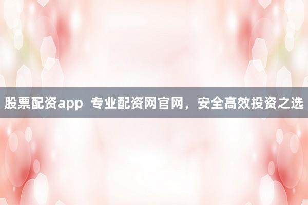 股票配资app  专业配资网官网，安全高效投资之选