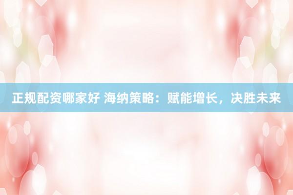 正规配资哪家好 海纳策略：赋能增长，决胜未来