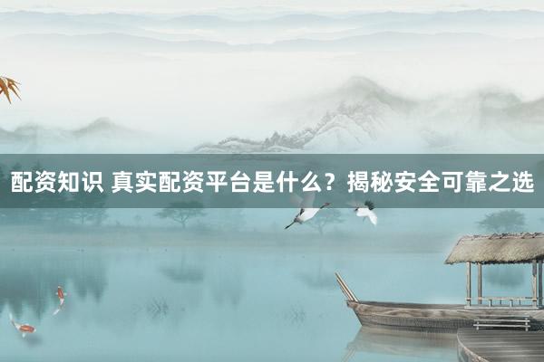 配资知识 真实配资平台是什么？揭秘安全可靠之选