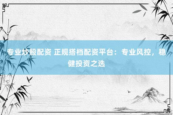 专业炒股配资 正规搭档配资平台：专业风控，稳健投资之选