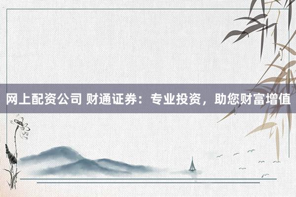 网上配资公司 财通证券：专业投资，助您财富增值