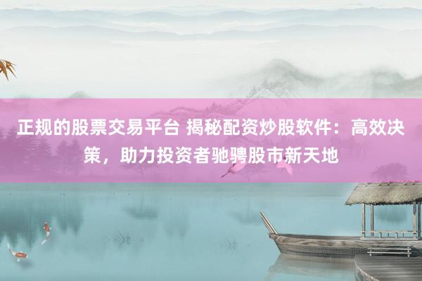 正规的股票交易平台 揭秘配资炒股软件：高效决策，助力投资者驰骋股市新天地