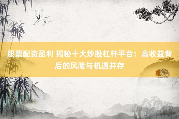 股票配资盈利 揭秘十大炒股杠杆平台：高收益背后的风险与机遇并存