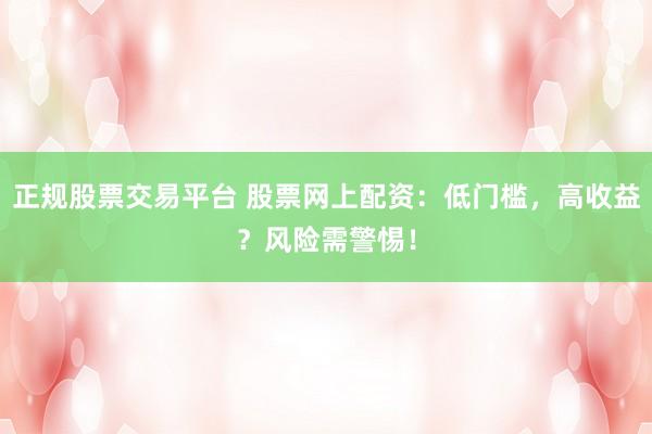正规股票交易平台 股票网上配资：低门槛，高收益？风险需警惕！