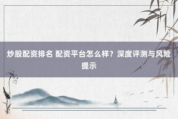 炒股配资排名 配资平台怎么样？深度评测与风险提示