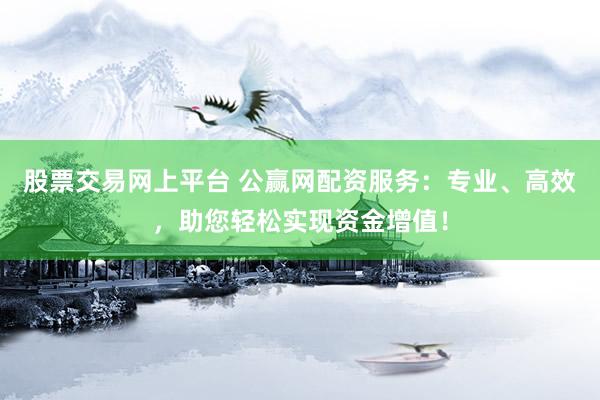 股票交易网上平台 公赢网配资服务：专业、高效，助您轻松实现资金增值！