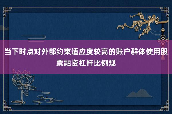 当下时点对外部约束适应度较高的账户群体使用股票融资杠杆比例规
