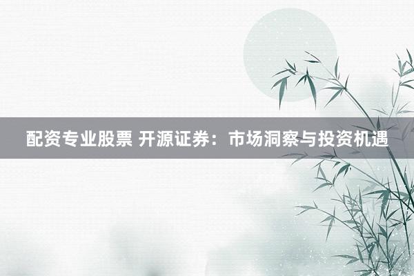 配资专业股票 开源证券:市场洞察与投资机遇