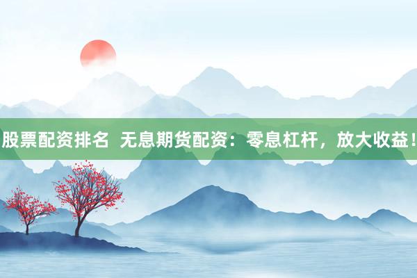 股票配资排名  无息期货配资：零息杠杆，放大收益！